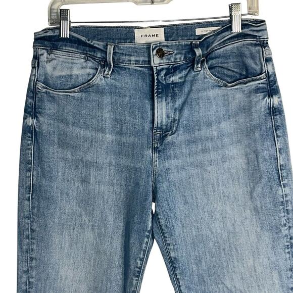 FRAME Le High Straight Jeans Aura Wash Size 29 Raw Hem Organic Cotton - Picture 2 of 9